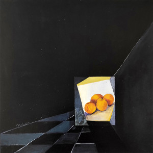 «Νεκρή φύση» Ακρυλικό 100Χ100 εκ. Πίνακας της Γεωργίας Μπλιάτσου από τη συλλογή ΄Οπτικά Παιχνίδια΄