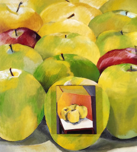 «Στοίχιση» Μεικτή τεχνική 100Χ100 εκ. Πίνακας της Γεωργίας Μπλιάτσου από τη συλλογή ΄Οπτικά Παιχνίδια΄