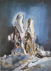 Καταφύγια των βράχων 27Χ37 Πίνακας της Γεωργίας Μπλιάτσου από τη συλλογή ΄ Συναντήσεις΄