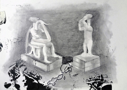 Πίνακας της Γεωργίας Μπλιάτσου για το βιβλίο ΄Ταξιδεύοντας στο φως των Κυκλάδων΄