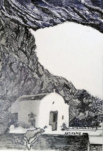 Πίνακας της Γεωργίας Μπλιάτσου για το βιβλίο ΄Ταξιδεύοντας στο φως των Κυκλάδων΄