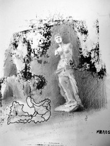 Πίνακας της Γεωργίας Μπλιάτσου για το βιβλίο ΄Ταξιδεύοντας στο φως των Κυκλάδων΄