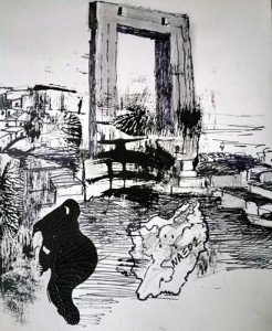 Πίνακας της Γεωργίας Μπλιάτσου για το βιβλίο ΄Ταξιδεύοντας στο φως των Κυκλάδων΄