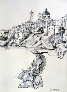 Πίνακας της Γεωργίας Μπλιάτσου για το βιβλίο ΄Ταξιδεύοντας στο φως των Κυκλάδων΄