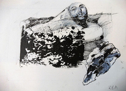 Πίνακας της Γεωργίας Μπλιάτσου για το βιβλίο ΄Ταξιδεύοντας στο φως των Κυκλάδων΄